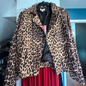 Cute leopard print moto jacket
